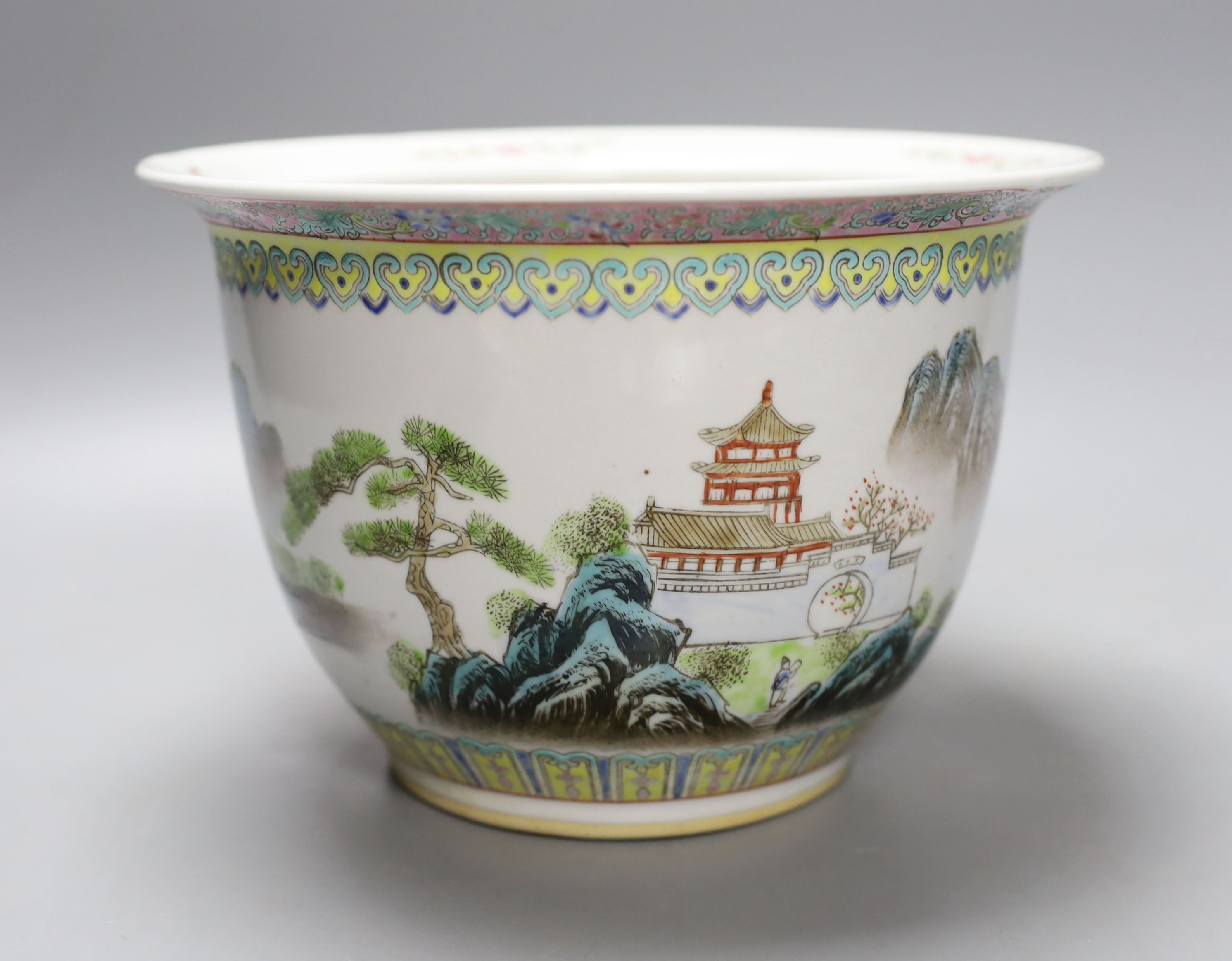 A mid 20th century Chinese famille rose plant pot - 14cm high